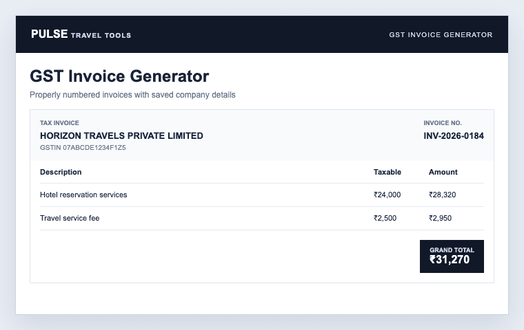 GST Invoice Generator interface preview